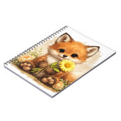Cute Fox Flower Notebook – Kawaii Animal ノートブック (左側)