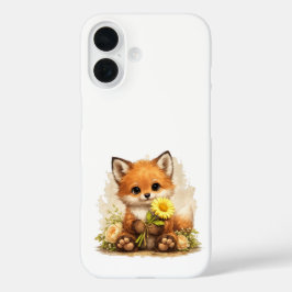 Cute Fox Flower Phone Case – Kawaii Animal iPhone 16ケース