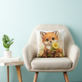 Cute Fox Flower Pillow Kawaii Animal Decor クッション (椅子)