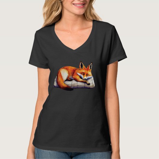 Cute fox for men women ladies foxes lovers fox ani tシャツ (正面)