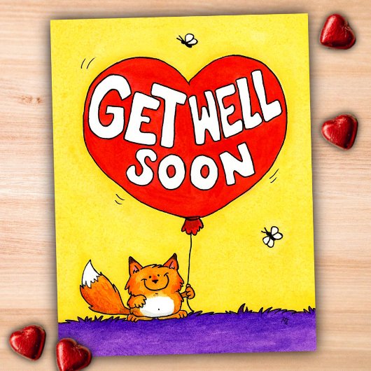 Cute Fox Get Well Soon  ポストカード