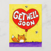 Cute Fox Get Well Soon  ポストカード (正面)