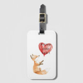 Cute Fox Heart Balloon ラゲッジタグ (正面縦)
