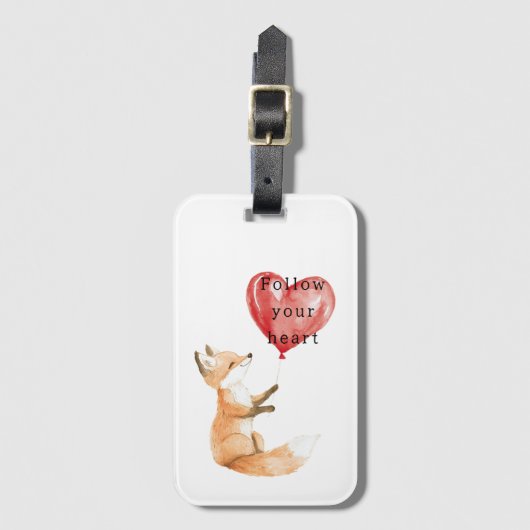 Cute Fox Heart Balloon ラゲッジタグ (正面縦)