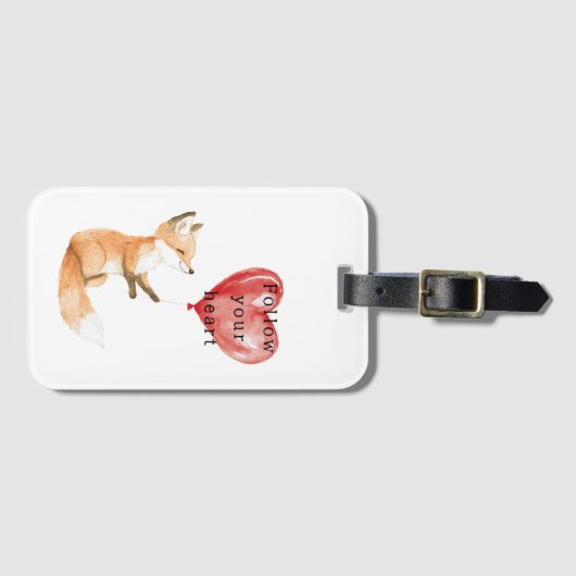 Cute Fox Heart Balloon ラゲッジタグ (正面横)
