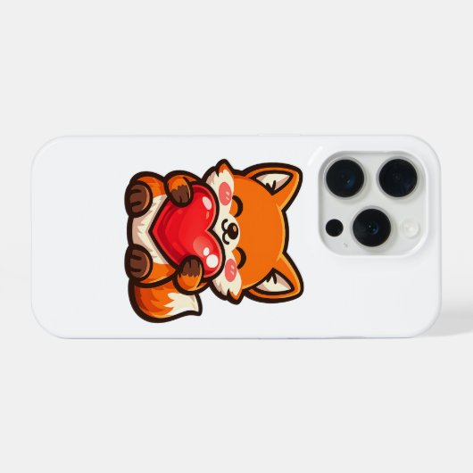 Cute Fox Heart iPhone Case – Kawaii Fox iPhoneケース (裏面横)