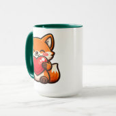 Cute Fox Heart Mug – Kawaii Fox with Red Heart マグカップ (正面左)