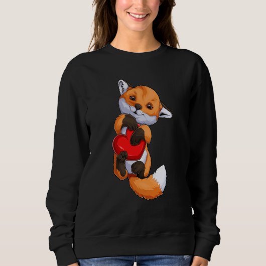 Cute Fox Heart Valentine's Day Boys Kids Fox Anima スウェットシャツ (正面)