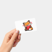 Cute Fox Hugging Heart – Kawaii Love Animal バッジ (手持ち)
