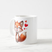 Cute Fox Illustration with Hearts コーヒーマグカップ (正面左)