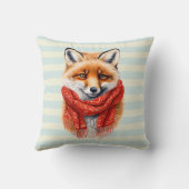 Cute Fox in a Red Scarf Autumn Image クッション (裏面)