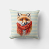 Cute Fox in a Red Scarf Autumn Image クッション (正面)