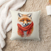 Cute Fox in a Red Scarf Autumn Image クッション (ブランケット)