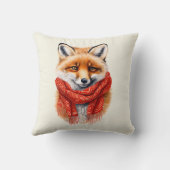 Cute Fox in a Red Scarf Autumn Image クッション (裏面)