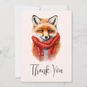 Cute Fox in a Red Scarf Autumn Image サンキューカード (正面)