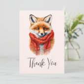 Cute Fox in a Red Scarf Autumn Image サンキューカード (スタンド正面)