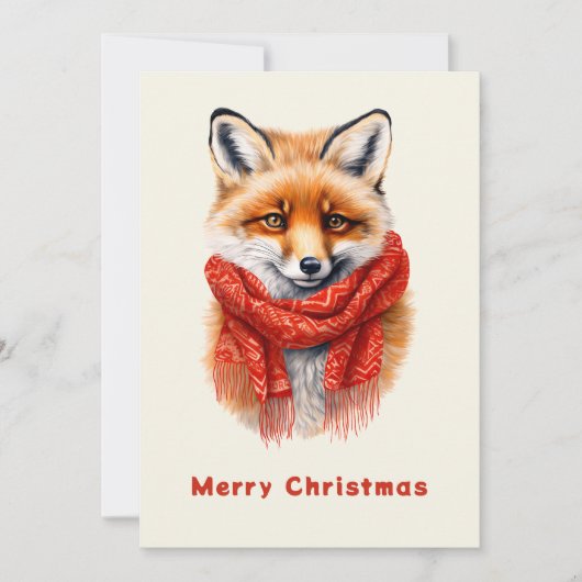 Cute Fox in a Red Scarf Autumn Image シーズンカード (正面)