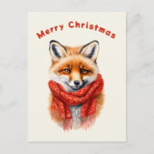 Cute Fox in a Red Scarf Autumn Image シーズンポストカード (正面)