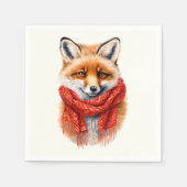 Cute Fox in a Red Scarf Autumn Image スタンダードカクテルナプキン (正面)