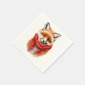 Cute Fox in a Red Scarf Autumn Image スタンダードカクテルナプキン (角)