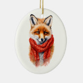 Cute Fox in a Red Scarf Autumn Image セラミックオーナメント (右)