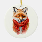 Cute Fox in a Red Scarf Autumn Image セラミックオーナメント (正面)