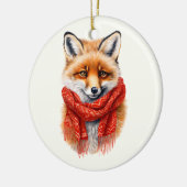 Cute Fox in a Red Scarf Autumn Image セラミックオーナメント (左)