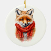 Cute Fox in a Red Scarf Autumn Image セラミックオーナメント (裏面)