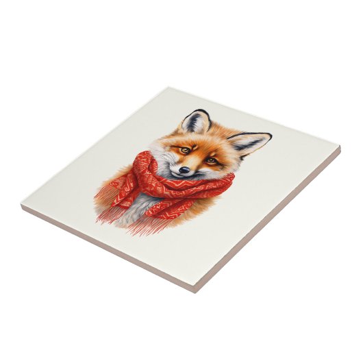 Cute Fox in a Red Scarf Autumn Image タイル (側面)