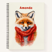 Cute Fox in a Red Scarf Autumn Image ノートブック (正面)