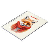 Cute Fox in a Red Scarf Autumn Image ノートブック (左側)
