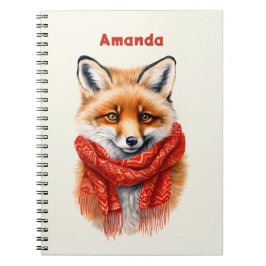 Cute Fox in a Red Scarf Autumn Image ノートブック