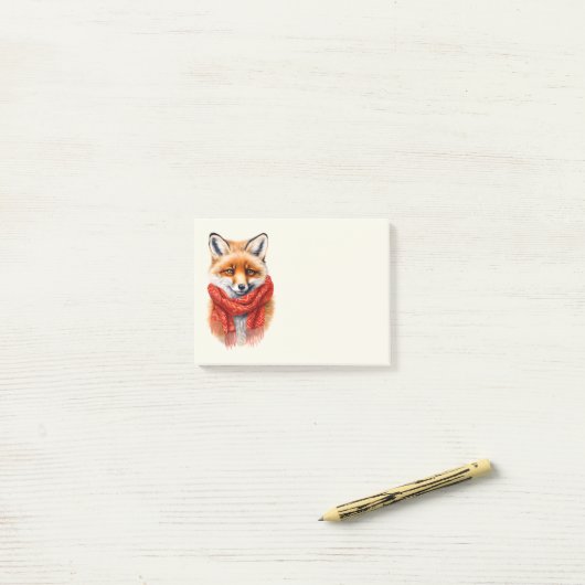 Cute Fox in a Red Scarf Autumn Image ポストイット (デスク上)