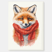 Cute Fox in a Red Scarf Autumn Image マグネット (正面)