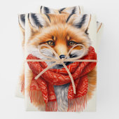 Cute Fox in a Red Scarf Autumn Image ラッピングペーパーシート (インサイチュ)