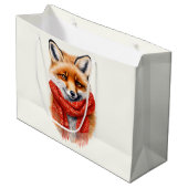 Cute Fox in a Red Scarf Autumn Image ラージペーパーバッグ (正面アングル)