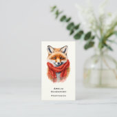 Cute Fox in a Red Scarf Autumn Image 名刺 (スタンド正面)