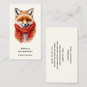 Cute Fox in a Red Scarf Autumn Image 名刺 (正面/裏面)