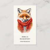 Cute Fox in a Red Scarf Autumn Image 名刺 (正面)