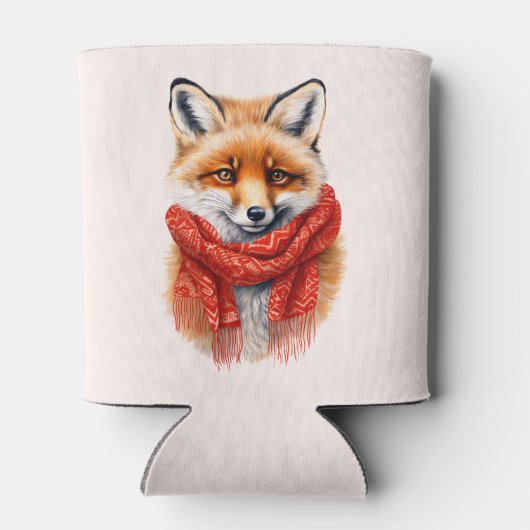 Cute Fox in a Red Scarf Autumn Image 缶クーラー (裏面)
