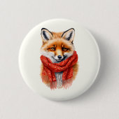 Cute Fox in a Red Scarf Autumn Image 缶バッジ (正面)