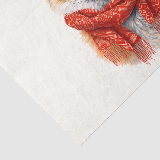 Cute Fox in a Red Scarf Autumn Image 薄葉紙 (詳細)