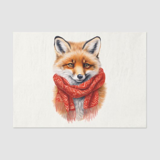 Cute Fox in a Red Scarf Autumn Image 薄葉紙 (正面)