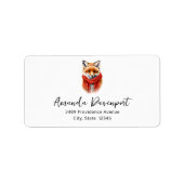 Cute Fox in a Red Scarf Autumn Image Address ラベル (正面)