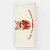 Cute Fox in a Red Scarf Autumn Image Birthday 横断幕 (縦)