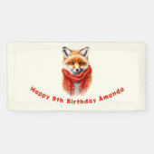 Cute Fox in a Red Scarf Autumn Image Birthday 横断幕 (横)