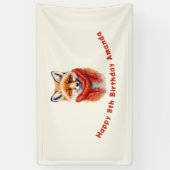 Cute Fox in a Red Scarf Autumn Image Birthday 横断幕 (縦)