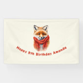 Cute Fox in a Red Scarf Autumn Image Birthday 横断幕 (横)
