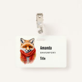 Cute Fox in a Red Scarf Autumn Image Business バッジ (裏面クリップ)