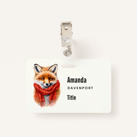 Cute Fox in a Red Scarf Autumn Image Business バッジ (裏面クリップ)